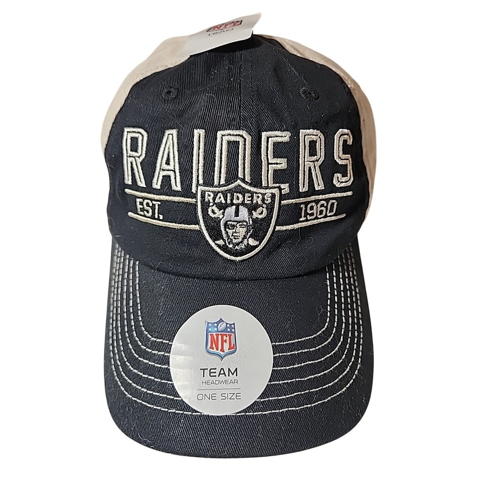 Las Vegas Raiders Hat Snapback Cap Black Tan Established 1960 NFL Team Headwear